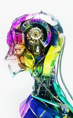 Cyborg, robot, Androide volto, crash test, informatica, computer