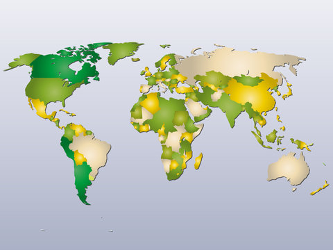 World 3D political map