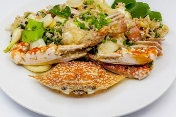 Fried crab with black pepper.