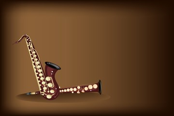 Different Kind of Saxophone on Dark Brown Background