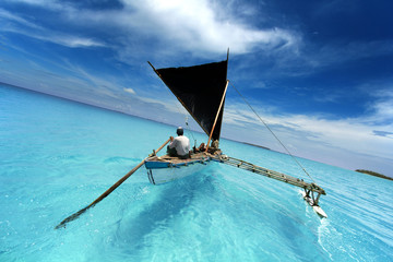 sailing in a tropical lagoon