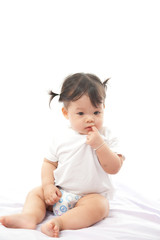 Fototapeta premium Portrait cute girl baby on white background