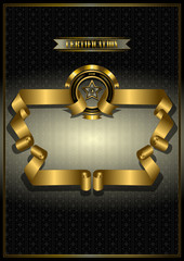 Gold frame for awards on patterned dark background