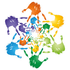 Conceptual hand print circle