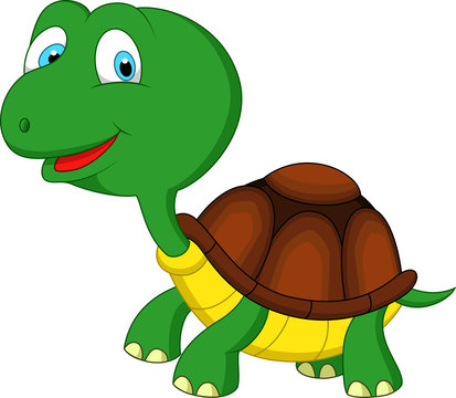 Cute Green Turtle Cartoon