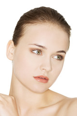 Fototapeta premium Beautiful woman's face with fresh clean skin