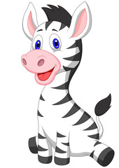 Cute baby zebra cartoon - obrazy, fototapety, plakaty