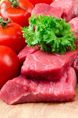 Fresh raw meat.