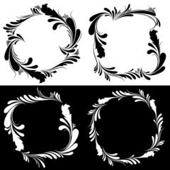 Floral black and white frames
