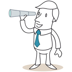 Geschäftsmann, Fernrohr, Fernglas, Ausschau halten