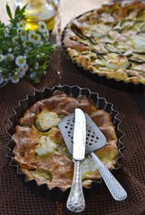 clafoutis with   zucchini and goat cheese