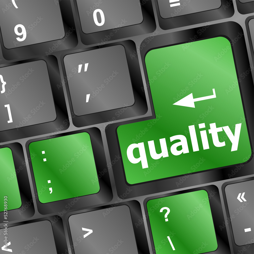 Poster quality button on computer keyboard showing business concept
