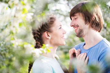 Fototapeta premium Young attractive couple together outdoors