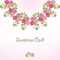 Invitation card with floral background.