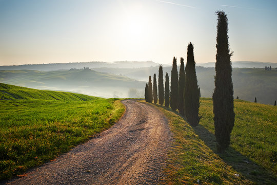 Sunset Tuscany landscape
