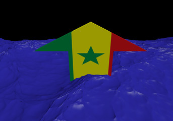 Senegal flag arrow in abstract ocean illustration