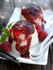 Fresh panna cotta with berries