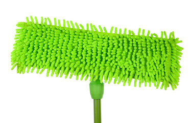 Green mop for floor isolated on white