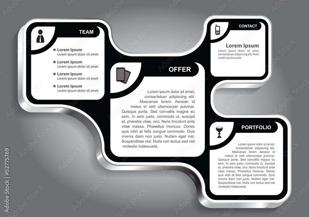 Poster 3d black abstract vector infographic background