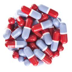 Perfect circle off Red and blue tablets