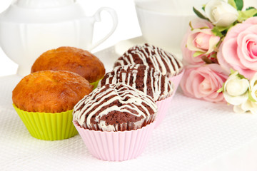 Sweet cupcakes close up
