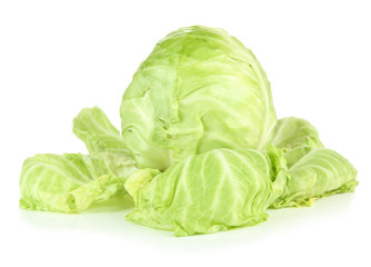 Fototapeta premium Green cabbage, isolated on white