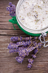 Obraz na płótnie Canvas Natural lavender and coconut body scrub
