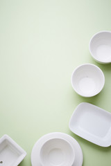 White bowls and cup