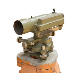 Construction equipment theodolite level tool isolated on white