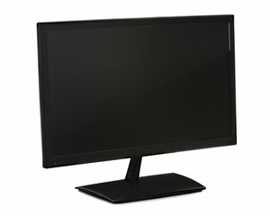 Black lcd monitor isolated on white background.
