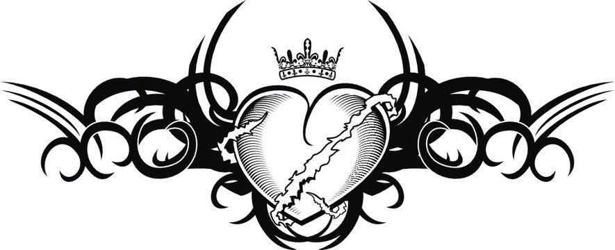 tribal heart tattoo illustration in vector format