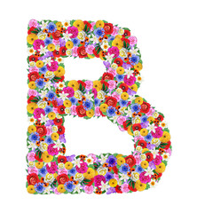 B,  letter of the alphabet in different flowers