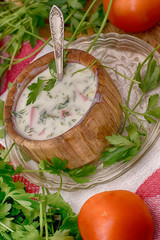 Seasonal chilled soup from vegetables