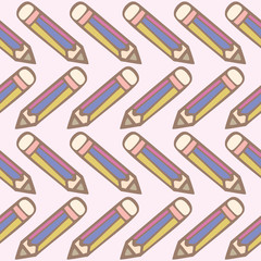 Seamless Pattern Of Pencils Cartoon