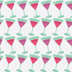 Seamless Pattern Of Red Wine Glass