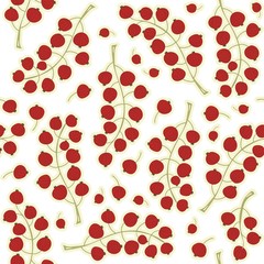 Fototapeta premium czerwone porzeczki nieskończony owocowy deseń na białym tle