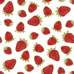 Fototapeta premium czerwone truskawki nieskończony owocowy deseń na białym tle