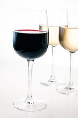 Wine-tasting, a few glasses of red and white wine