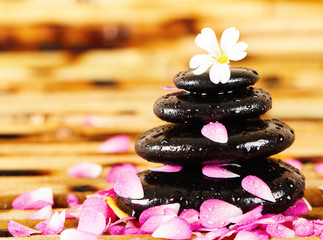 Spa stones with rose petals - 52784977