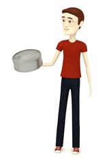 3d render of cartoon character with can