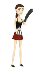 3d render of cartoon character with quill