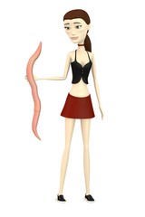 3d render of cartoon charcter with worm