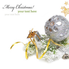 Christmas background with silver and gold decoration