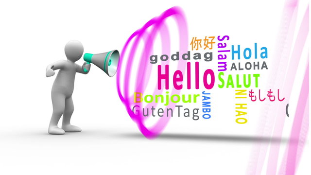 White figure yelling into a megaphone