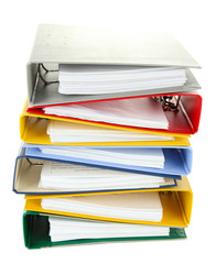 Bright office folders isolated on white