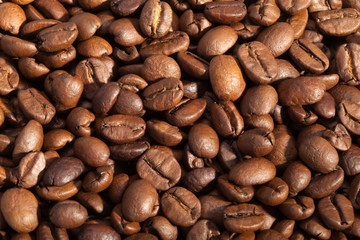 coffee beans close up isolated on white