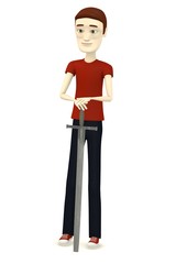3d render of cartoon character with sword