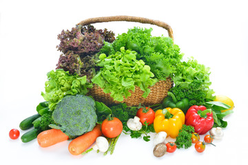 fruits and vegetables isolated on a white background
