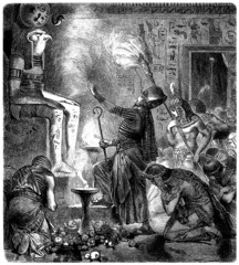 Pharaoh : praying god Horus - Religious Ceremony - obrazy, fototapety, plakaty