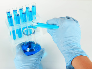 Scientist working at laboratory isolated on white
